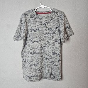 Test Of Time Shirt Boys Medium Gray Dinosaur Print Pocket Tee Cartoon Graphic‎